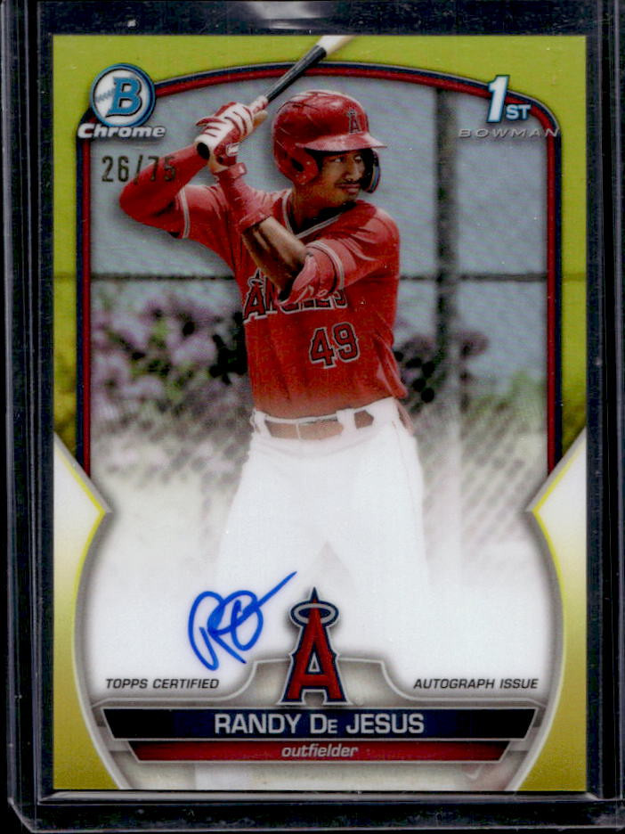 2023 Bowman Randy De Jesus Chrome Prospect Auto Yellow Refractor 1st #26/75
