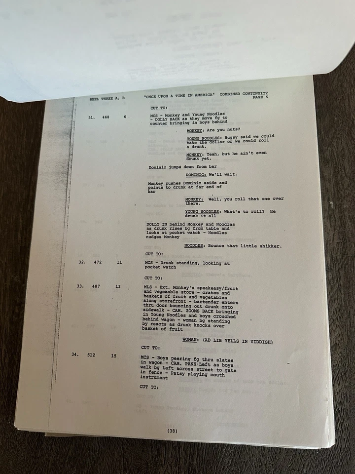 Once Upon a Time in America 1984 Combined Continuity Script Sergio Leone RARE - Image 4 of 4
