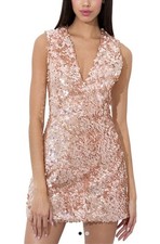 Alice + Olivia Pacey V-Neck Disc Sequin Minidress in Pearl Blush Size 4 NWT