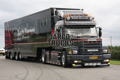 LKW Foto Scania 143M horse transporter Niederlande schwarz Maurits Haasno #i9wx
