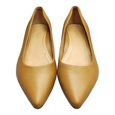 Vionic Lena Orthopedic Ballet Flats Women US 6 Brown Leather Pointed Toe Slip On