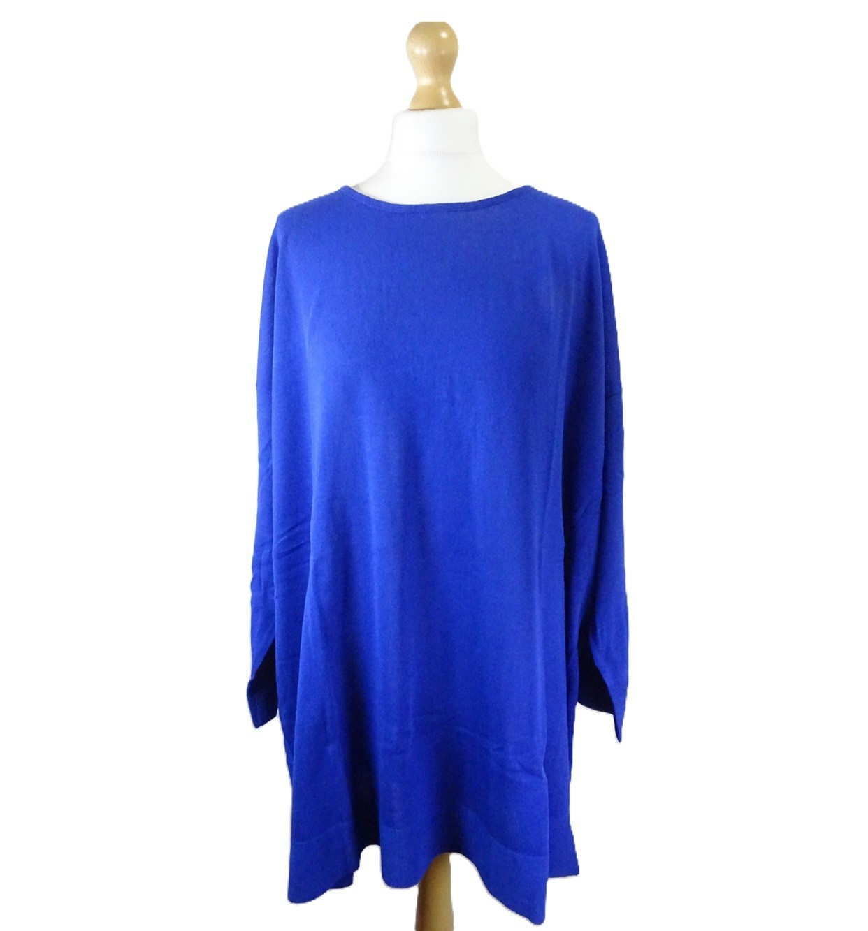 Gudrun Sjoden Knit Tunic Size XL 20-22 Long Jumper Sweater Top Blue: 56" Bust