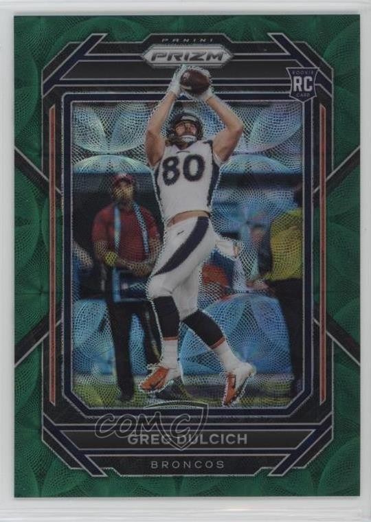 2022 Panini Prizm Rookies Green Scope Prizm 44/75 Greg Dulcich #360 0n64