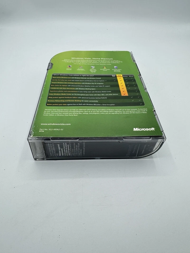 Microsoft Windows Vista Home Premium Full w/SP1 MS WIN 32 Bit DVD =opened= - Image 4 of 4