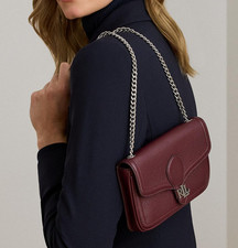 Ralph Lauren Bradley Pebbled Leather Wallet Crossbody Bag Dark Garnet 195