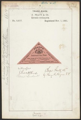 C Pratt Co 1881 Trade Mark Patent Refined Petroleum Pratt's Boulevard Gas Fluid