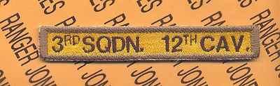 3rd Armored Division ''3rd. SQDN. 12th CAV.'' TAB Tank Armor 4'' tab patch
