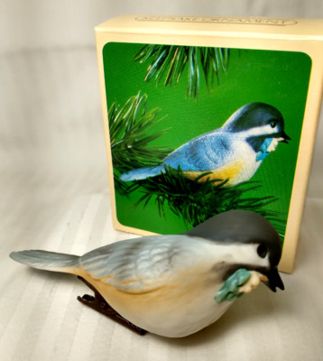 Hallmark 1984 ''CHICKADEE'' Hand Painted Fine Porcelain Clip-On Ornament - NEW