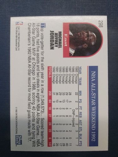 1992-93 NBA Hoops MICHAEL JORDAN # 298-All Star Weekend-Hall Of Fame - Picture 2 of 4