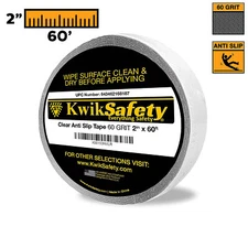 KwikSafety 2" x 60' Clear Indoor Outdoor Transparent Anti Slip Tape