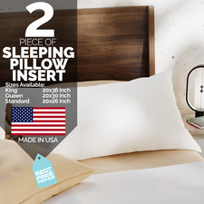 Down Alternative Bed Pillows King Standard Queen Hypoallergenic USA Made 2-Pack