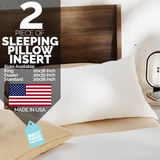 Down Alternative Bed Pillows King Standard Queen Hypoallergenic USA Made 2-Pack