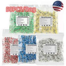 New Solder Seal Sleeve Heat Shrink Butt Wire Connectors Terminals Waterproof 50X