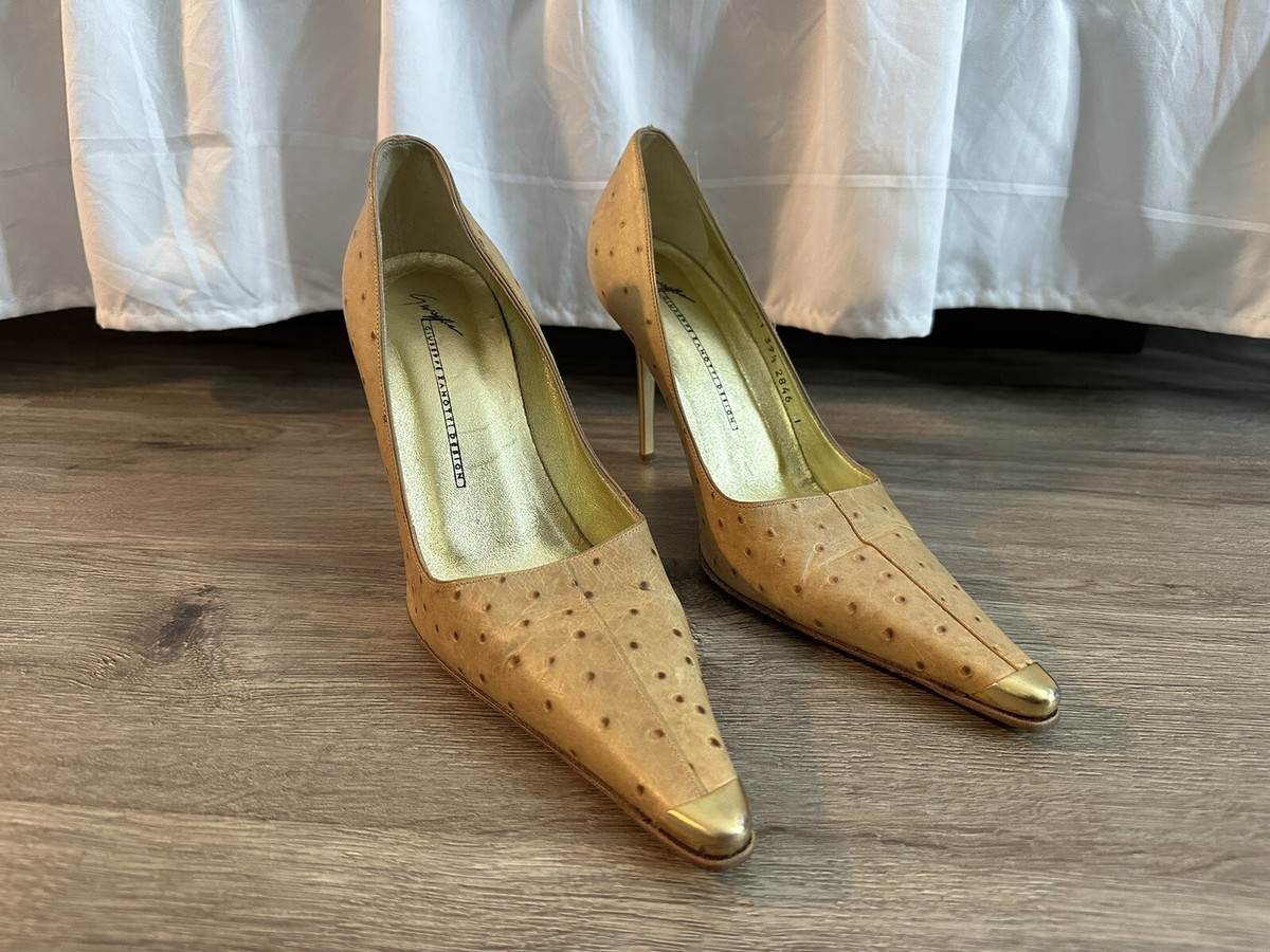 Vintage Giuseppe Zanotti Vicini Pointed Pumps Heels Ostrich Vintage Giuseppe Zanotti Vicini Pointed Pumps Heels Ostrich