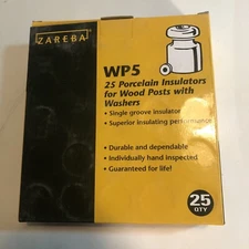 25- new vintage  Zareba WP5E  Wood Post  Ceramic Insulator with nails