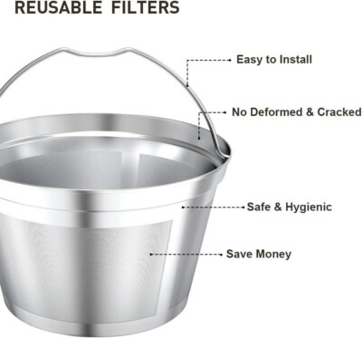 Reusable 4 -5 cup basket Replacement coffee filters- stainless steel  Permanent | eBay