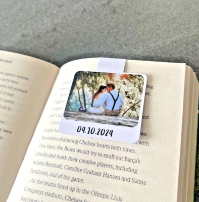 4YOURHAPPINESS Personalised Photo Magnetic Bookmark for Him or Her - Custom Reading Bookmark