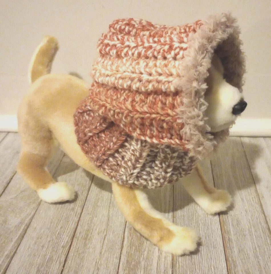 crochet handmade dog pet hood hat cat snood small medium breed kickball new - Image 3 of 4