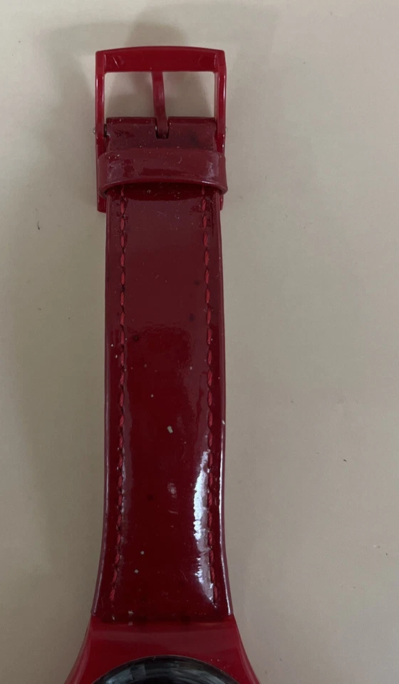 复古 Swatch AG2001 腕表 强红色 - 黑色表盘 可正常工作 - 全新电池 — 第 4/4 张图片