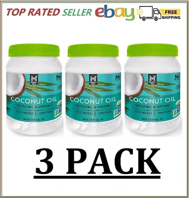 3 PACK - Member's Mark Organic Virgin Coconut Oil 56 oz (Total 168 oz) FRESH