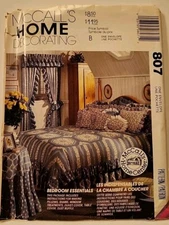 McCalls 807 Curtains table cover cloth dust ruffle pillow, shams comforter UNCUT