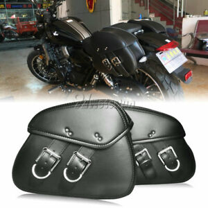 PU Leather Side Saddlebags For Yamaha V-Star XVS 650 1100 1300 Custom Silverado 