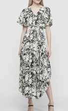 NWT EXPRESS Metallic Floral Smocked Waist Maxi Dress Size XXS $148