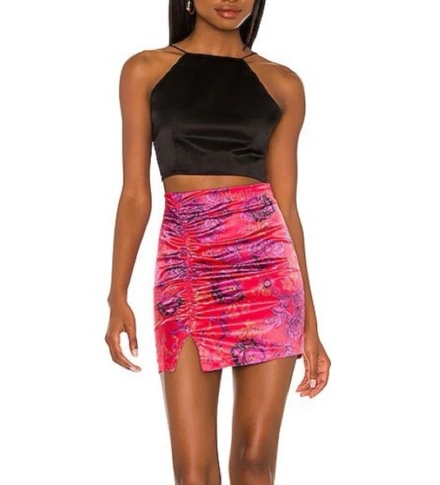 Falda Free People Mujer Talla 10 Avas Acanalada Mini Rosa Multi Floral Estampado Cremallera Foto 4 de 4