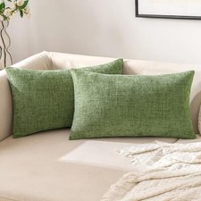 Pack of 2 Soft Chenille Throw Pillow Covers 12x20 Inch Pack of 2 Sage Green