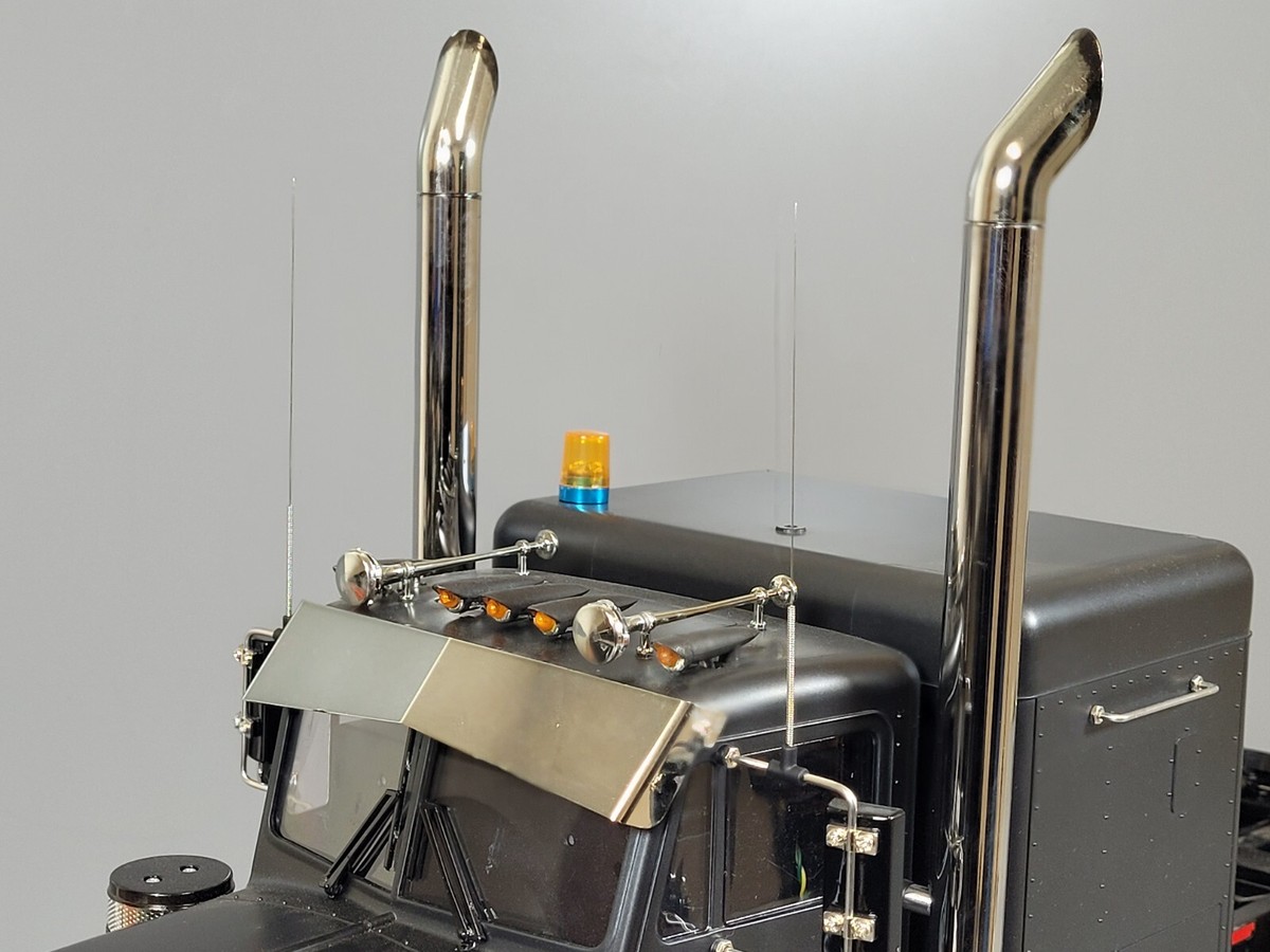 Ricambio Camion Radiocomandato Tamiya Tubi Di Scarico In Alluminio Per Tamiya King Hauler / Globeliner - Scala 1/14, Coppia Tubo Scarico Dritto 1/2 Per King Hauler - Foto 11