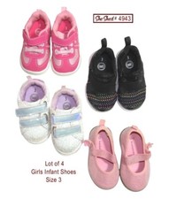 Baby Girl Shoe Lot Size 3 Wonder Nation Sneakers Koala Kids Flats 4 Pair - VGC