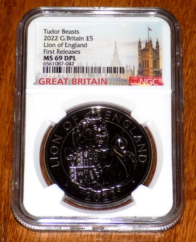 NGC 2022 GREAT BRITAIN 5PD TUDOR BEASTS Lion of England MS69DPL MS69 DPL Coin