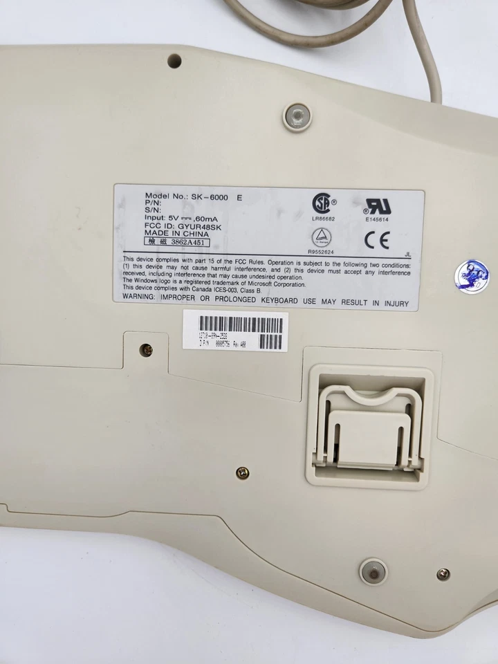 Dell SK-6000 E Vintage Ergonomic PS/2 Computer Keyboard 6 Pin Connector - Image 3 of 4