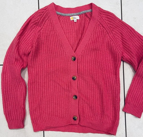 Boden Girls Pink Cardigan Chunky Knit 