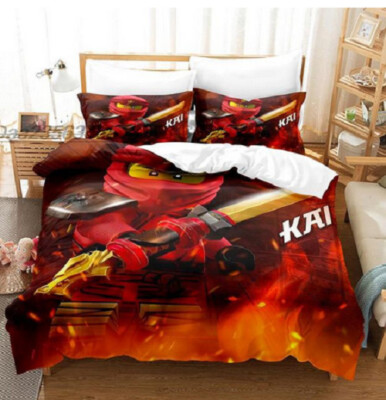 Cartoon Ninjago Bettwäsche Set Kissenbezüge 80x80 Anpassbar Bettbezug 135x200