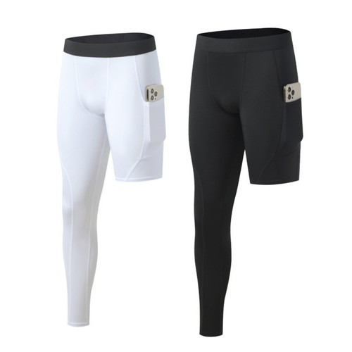 AU Men's Basketball Single Leg Tight Sports Pants 1/2 One Leg Compression Pants - Picture 1 of 15