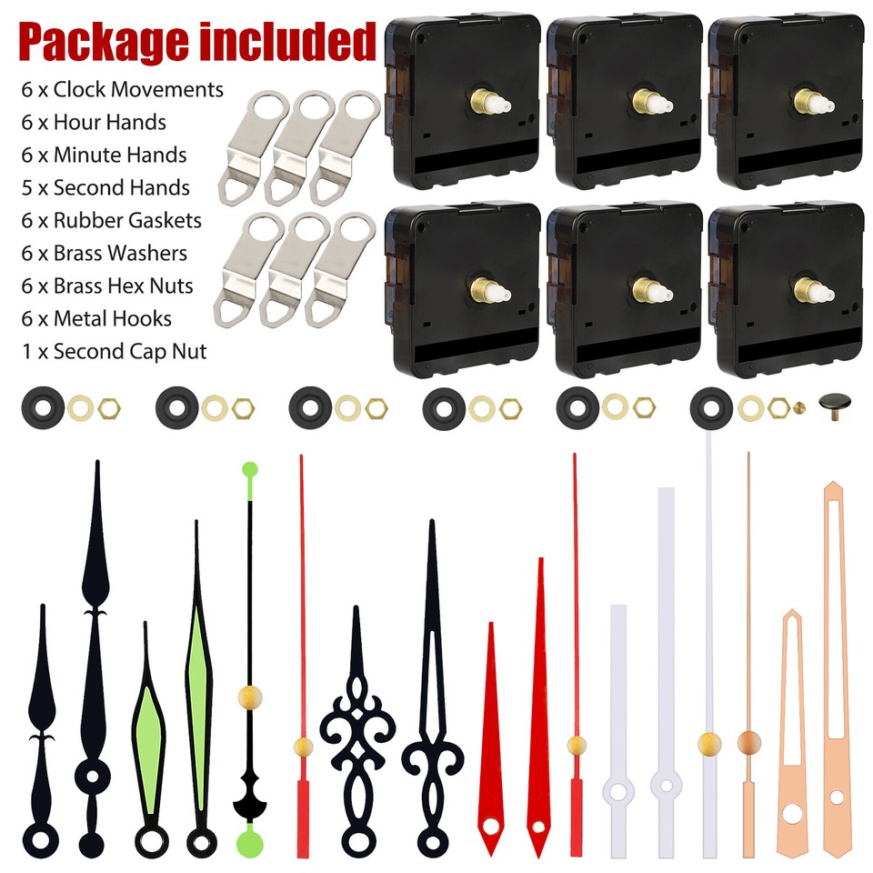 6PCS DIY Wall Quartz Clock Movement Mechanism Replacement Repair Tool ...