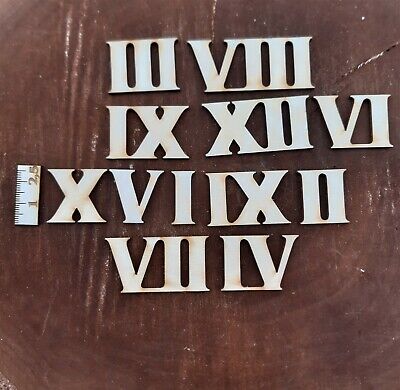 Römische Ziffern Zahlen 1 bis 12 aus Holz 25mm Höhe für Uhren