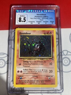 CGC 8.5 HOUNDOUR 5 NEO DISCOVERY HOLO POKEMON TCG WITH SUB-GRADES