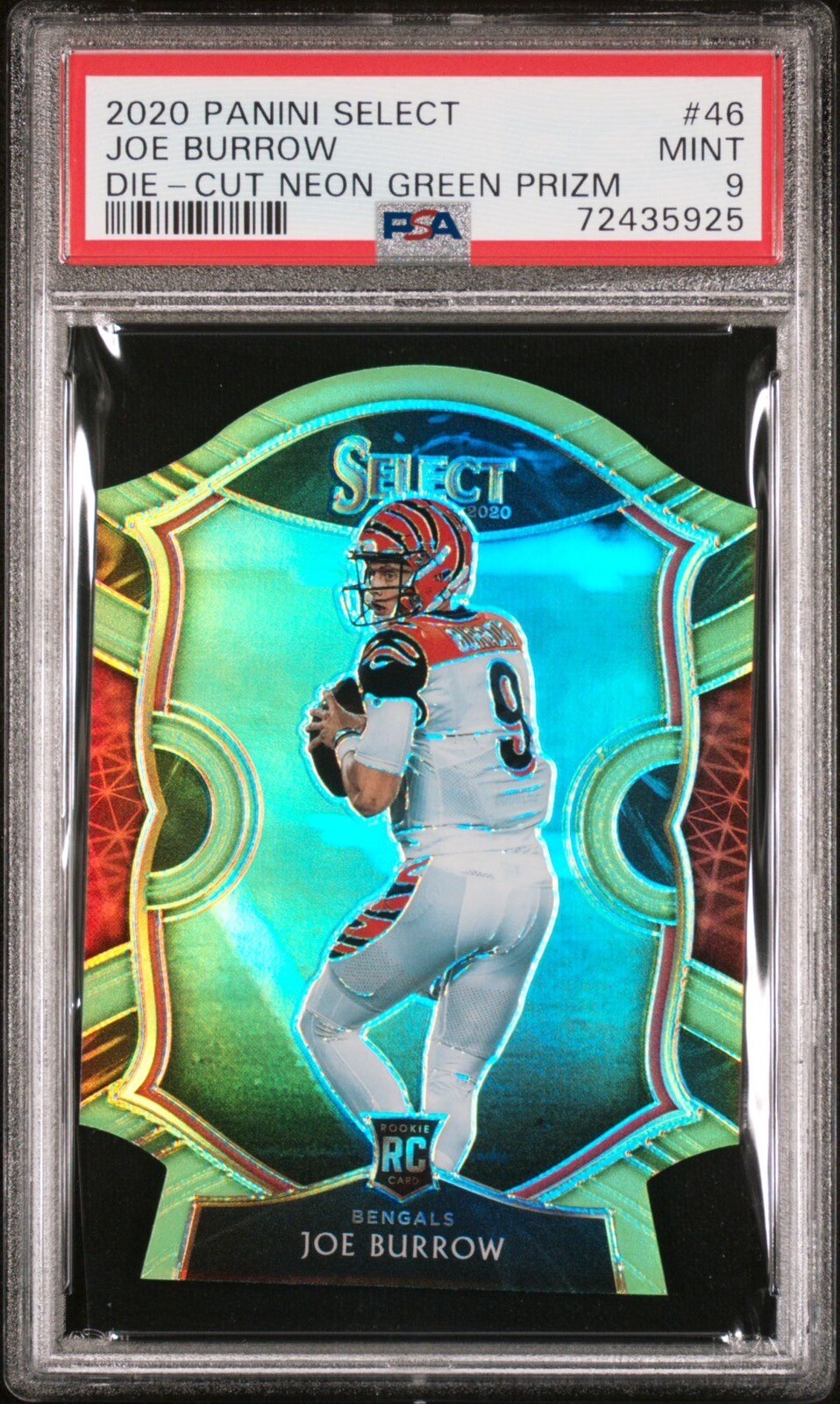 Joe Burrow Neon Green Prizm Die-Cut PSA 9 2020 Select # 46