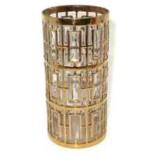 Imperial SHOJI Mid Century Modern Gold 15 Ounce Flat Tumbler 5 3/4" Tall