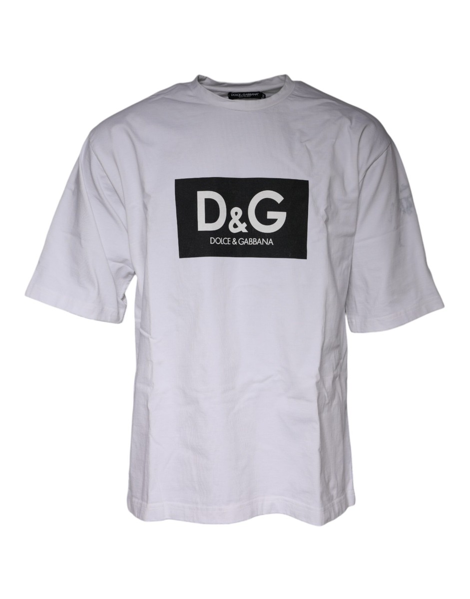 【SALE】DOLCE&GABBANA ロゴ Tシャツ ホワイト Dolce & Gabbana White Logo Print Cotton Crew Neck Men's T