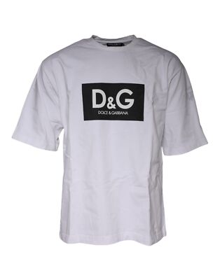 【関税&送料込み】Dolce & Gabbana White Crewneck T-Shirt W Dolce & Gabbana White Logo Print Cotton Crew Neck Men's T
