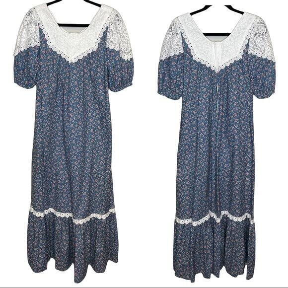 Hilda Hawaii Vintage Lace Cottagecore Maxi Dress Size… Gem