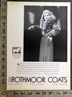 1931 WOMEN FASHION ROTHMOOR COAT FUR SPORT TRAVEL