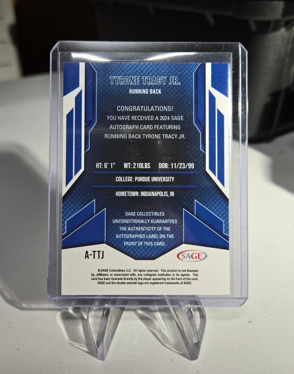 Tyrone Tracy Jr. 2024 Sage Red Rookie Auto #A-TTJ Purdue & NY Tyrone Tracy Jr. 2024 Sage Red Rookie Auto #A-TTJ Purdue & NY