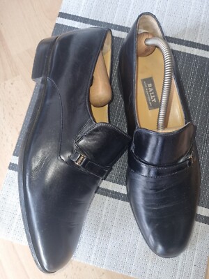 BALLY Schuhe Halbschuhe Business Herren Slipper Gr. 49 UK 9 F Leder schwarz