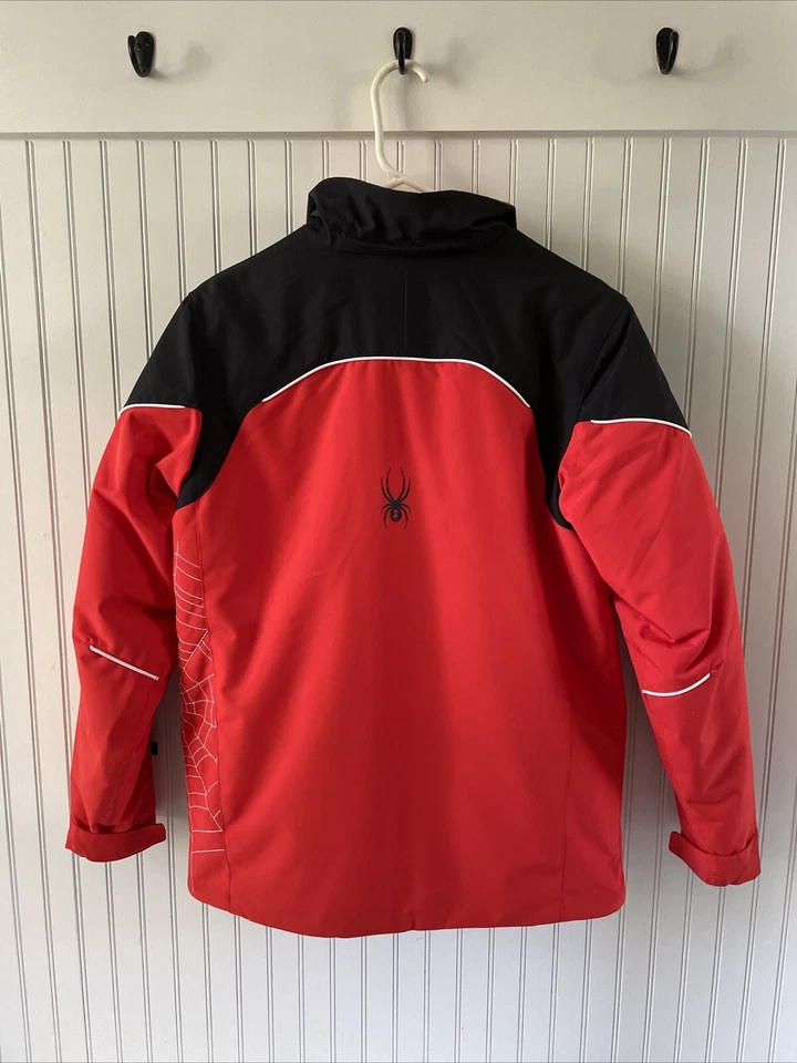 Chaqueta de esquí Spyder para niños 18 roja negra aislada snowboard esquí nieve camping sin capucha Foto 2 de 4