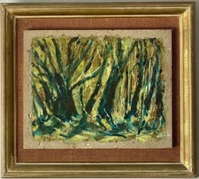 RARE ANTIQUE MODERN ABSTRACT OIL PAINTING WALL SCULPTURE OLD MODERNISM ART 1964