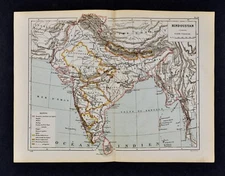 1885 Cortambert Map - Hindustan India Nepal Pakistan Burma Ceylon Bombay Madras